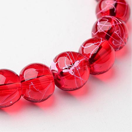 Drawbench Transparent Glass Round Beads Strands X-GLAD-Q012-8mm-15-1