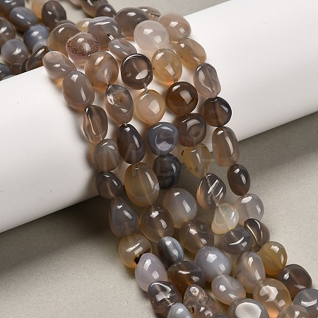 Natural Grey Agate Beads Strands G-P568-C17-01-1
