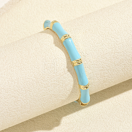 Vintage Zinc Alloy Enamel Bamboo Hinged Cuff Bangles for Women BF0651-6-1
