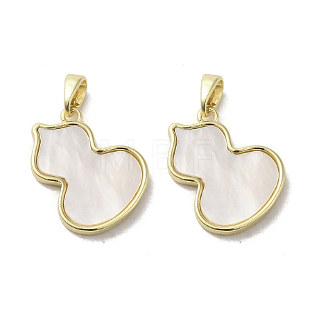 Brass Pave Shell Pendants KK-I708-14E-G-1