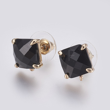 Faceted Glass Stud Earring Findings GLAA-F084-C09-1