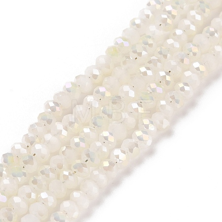 Half Plated Faceted Rondelle Electroplate Imitation Jade Glass Bead Strands X-EGLA-D020-3x2mm-05-1