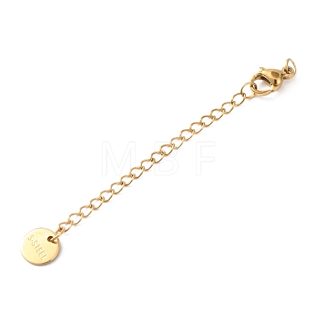 304 Stainless Steel Chain Extender with Flat Round Charms STAS-G383-04G-1
