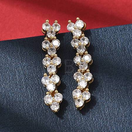 Flat Round Brass Micro Pave Clear Cubic Zirconia Stud Earrings EJEW-H180-12G-1
