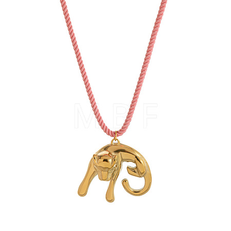 304 Stainless Steel Pendant Twisted Cotton Cord Necklaces for Women FS-WGC34B2-01-1