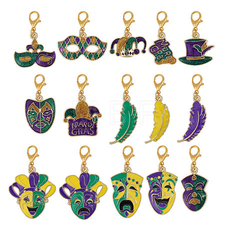 15Pcs Carnival Alloy Enamel Pendant Decorations HJEW-CA00095-1