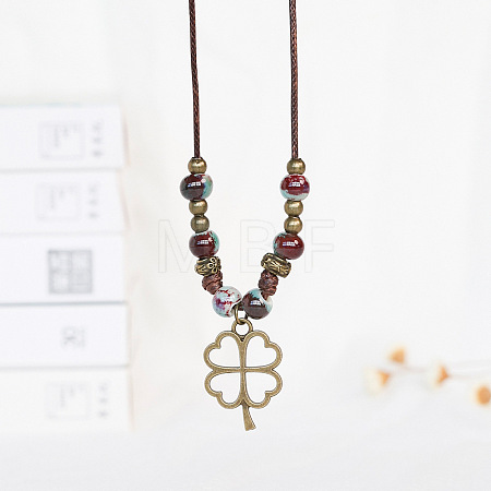 Alloy Pendant Waxed Cord Necklaces FS-WGBC2DA-11-1