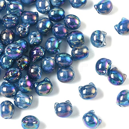 50Pcs UV Plating Opaque Acrylic Beads OACR-YW0003-10J-1
