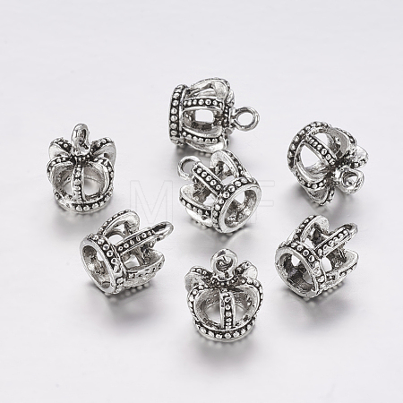 Tibetan Style Alloy 3D Crown Charms X-TIBEP-3584-AS-RS-1