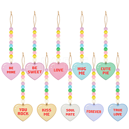 10Pcs Wood Hanging Ornaments HJEW-PH02492-1