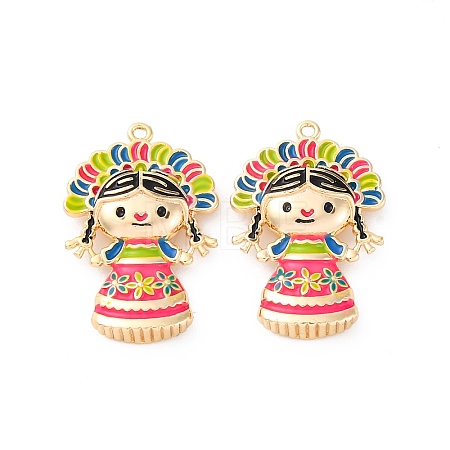Brass Enamel Pendants KK-D360-01G-1
