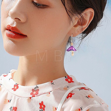 Enamel Mushroom Dangle Stud Earrings JE987A-1
