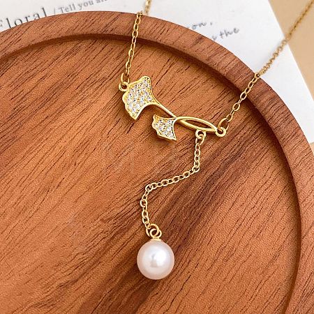 Brass Pave Clear Cubic Zirconia Pendant 304 Stainless Steel Cable Chain Necklaces for Women WGF3523-04-1
