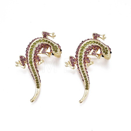 Gecko Alloy Brooch with Rhinestone JEWB-N007-079-1
