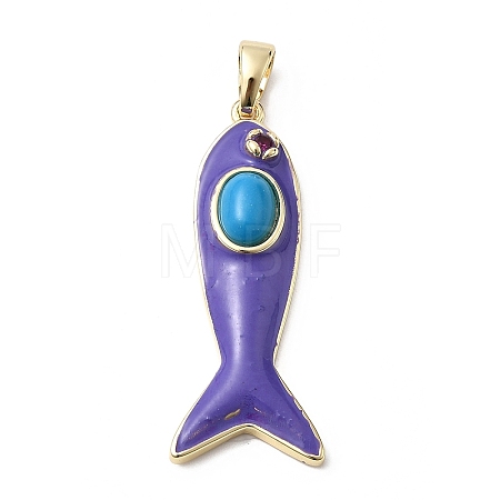 Synthetic Turquoise Pendants KK-Z137-19G-01-1
