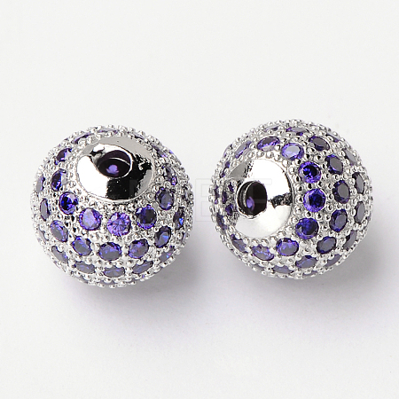 Brass Cubic Zirconia Beads X-ZIRC-D009-01P-1