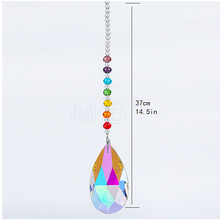 Chakra Theme K9 Crystal Glass Big Pendant Decorations HJEW-PW0001-019C-1