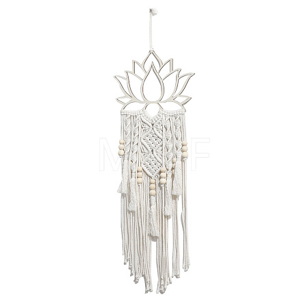 Bohemian Macrame Lotus Wood Wall Hanging Decorations PW-WG80509-01-1