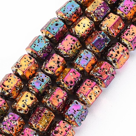 Electroplated Natural Lava Rock Beads Strands G-T114-71A-1