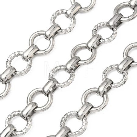 304 Stainless Steel Textured Ring Link Chains CHS-K023-11A-P-1
