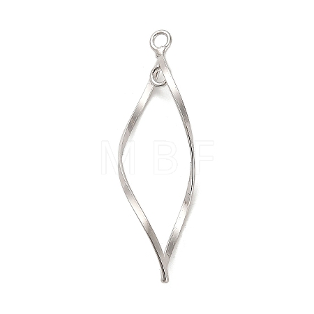 925 Sterling Silver Twisted Leaf Outline Connector Charms STER-R010-01P-1
