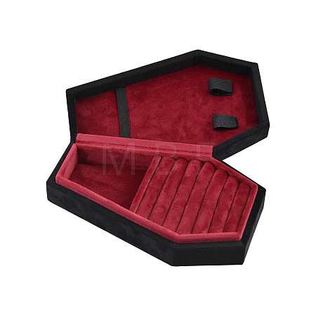 Coffin Shaped Velvet Jewelry Storage Boxes DARK-PW0001-041-1