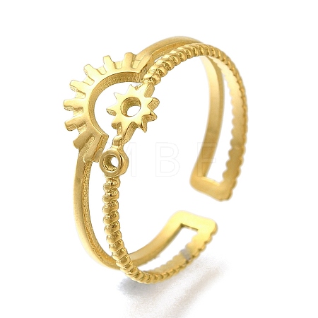 Ion Plating(IP) 304 Stainless Steel Cuff Rings for Women RJEW-U017-14G-1