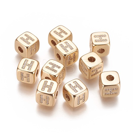 Brass Micro Pave Cubic Zirconia Beads KK-K238-16G-H-1