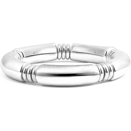 Bohemian Women's Chunky Curved CCB Plastic Tube Beads Stretch Bracelets GJ3901-2-1