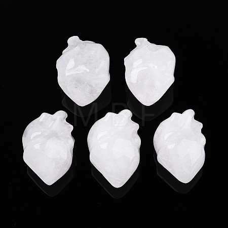 Natural Quartz Crystal Heart Beads G-T144-04B-1