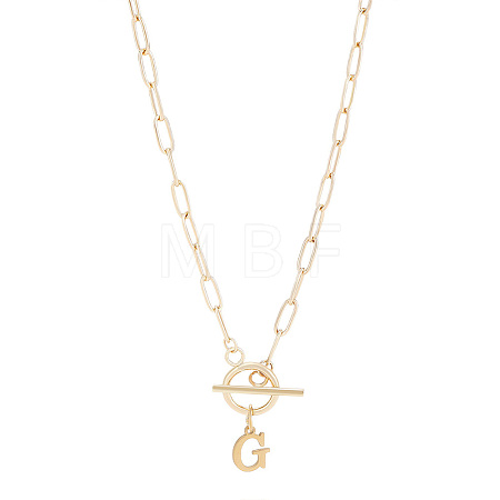 304 Stainless Steel Letter Pendant Necklaces NJEW-LP0001-52G-G-1