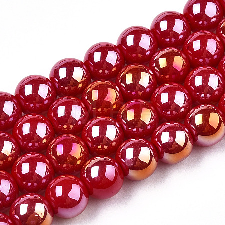 Electroplate Opaque Glass Beads Strands GLAA-T032-P6mm-AB04-1