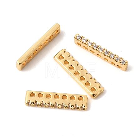 Brass Micro Pave Clear Cubic Zirconia Spacer Bars KK-Z149-03G-1