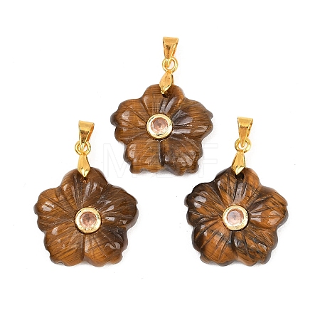 Natural Tiger Eye Carved Pendants G-A315-01G-07-1