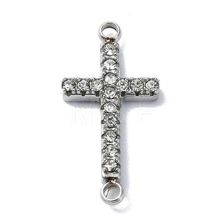 304 Stainless Steel Crystal Rhinestone Connector Charms STAS-Z065-02P-04-1