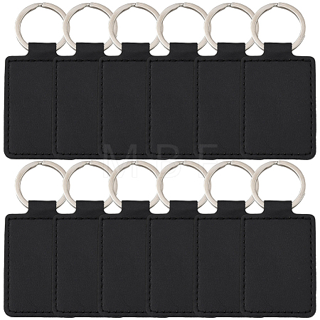 CutHollow 12Pcs Rectangle Imitation Leather Pendant Keychain KEYC-CL0001-11A-1