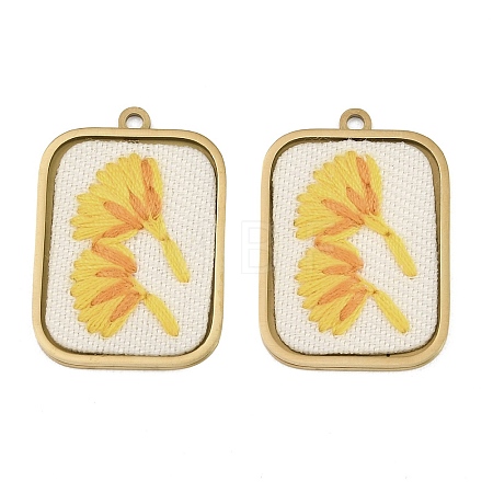 304 Stainless Steel & Embroidered Pendants SA-CBA1ED9-07G-1