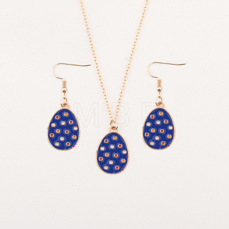 Easter Egg Alloy Enamel Pendant Necklace & Dangle Earrings Sets FS-WG38758-05-1