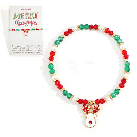 Christmas 304 Stainless Steel Enamel Charm Bracelets UB9806-8-1