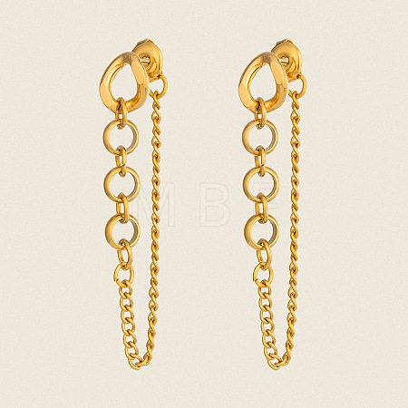 304 Stainless Steel Chain Tassel Stud Earrings for Women LS-IO3537-1-1