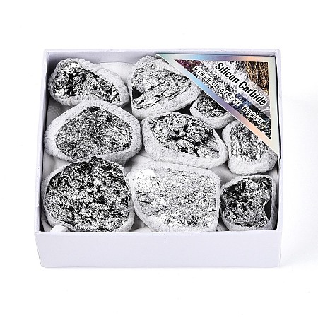 8~12Pcs Electroplated Natural Coal Quartz Geode Cornucopia Mineral Specimen G-N360-03D-1