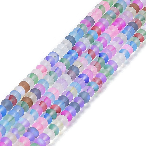 Frosted Transparent Glass Beads Strands FGLA-M002-01C-1