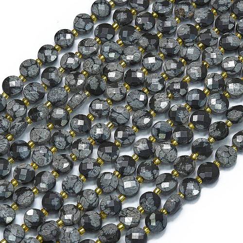 Natural Snowflake Obsidian Beads Strands G-K389-B65-01-1