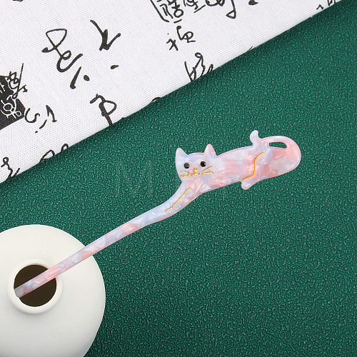 Cute Cat Cellulose Acetate Hair Sticks PW-WGAF884-01-1