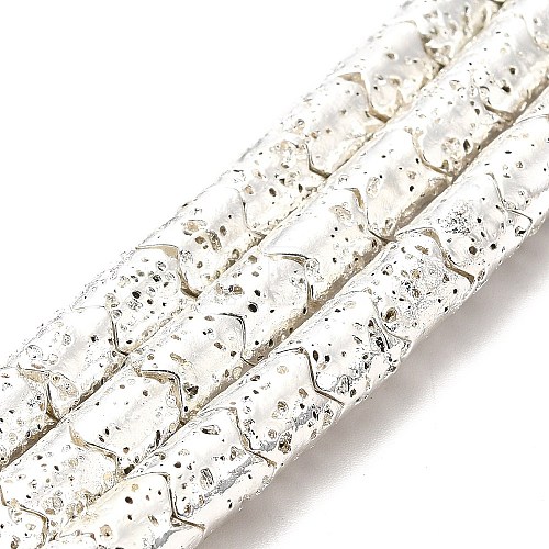Electroplated Natural Lava Rock Beads Strands G-G984-03S-1