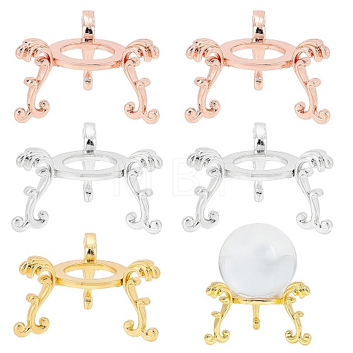 6pcs 3 Colors Crystal Ball Display Stand Alloy Metal Base ODIS-GA0001-38-1