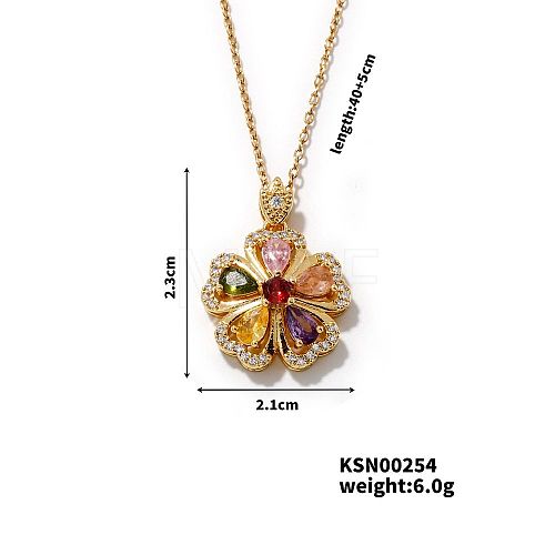 Colorful Flower Rhinestone Lock Clavicle Necklace Fashionable Sweet Cute Temperament. SW3449-1