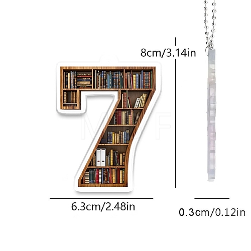 Acrylic 7 Numbers Shaped Book Shelf Pendant Decorations PW-WG11882-07-1