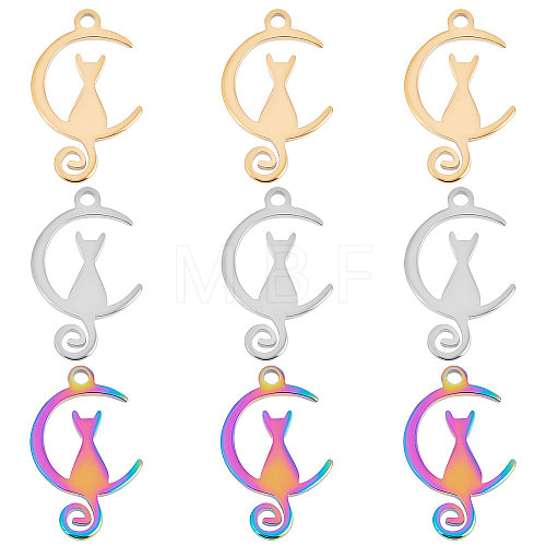 30Pcs 3 Colors 304 Stainless Steel Pendants STAS-BBC0001-40-1