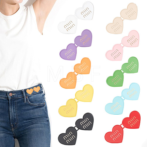 GOMAKERER 10Pcs 10 Colors Dopamine Color Series Heart with Word Spray Painted Alloy Adjustable Jean Button Pins FIND-GO0001-45-1